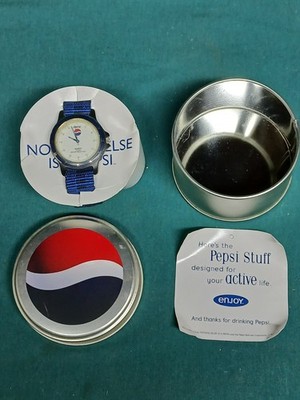 Pepsi Promo Watch Quartz 1990s Nothing Else is a Pepsi in Promo Tin - Rare NEW