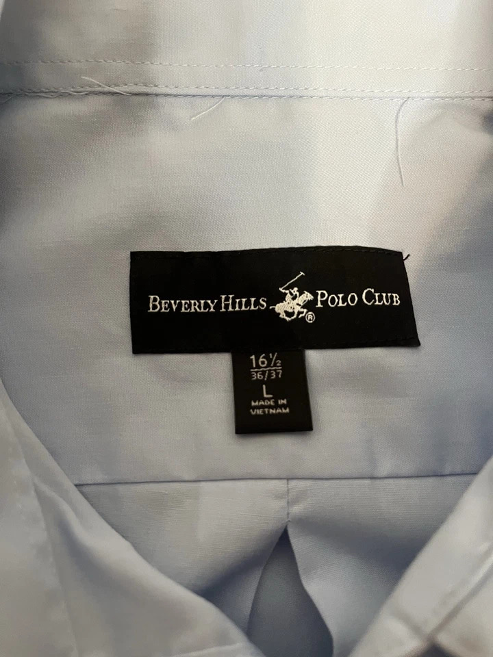 Polo Club Beverly Hills para hombre manga larga con botones azul cielo talla L (16 1/2 36/37) Foto 4 de 4