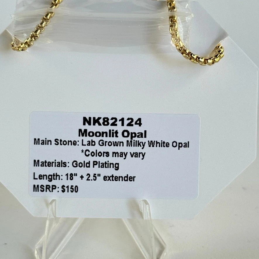 Bomb Party October Necklace "Moonlit Opal" Milky White Opal on Gold - Image 2 of 2