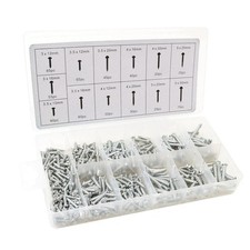 550 Pc Assorted Self Tapping Screws, Steel BZP for Wood, Plastic & Sheet Metal