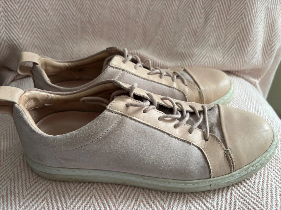 Gorgeous Whistles Pale Pink Leather & Suede Trainers RRP £109 Size UK 5 (38) VGC - Image 2 of 4