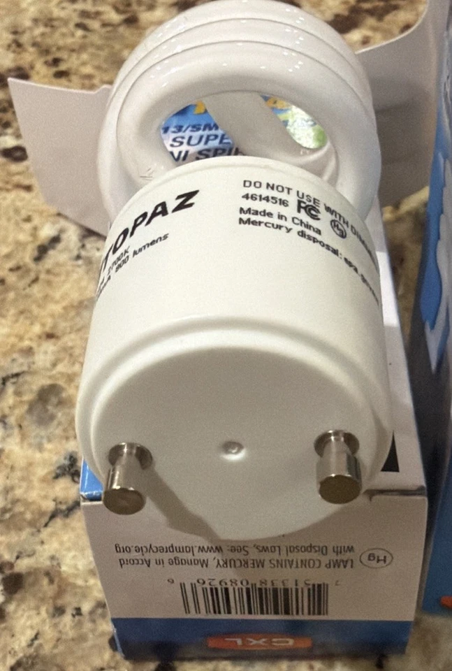 (4)- TOPAZ CF13/SMS/GU24/27-46 (13 WATT) 2700K T2 SUPER MINI SPIRAL FLUORESCENT - Image 2 of 4