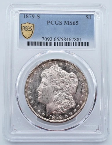 1879-S Morgan Silver Dollar PCGS MS65 Gold Shield Label - T321