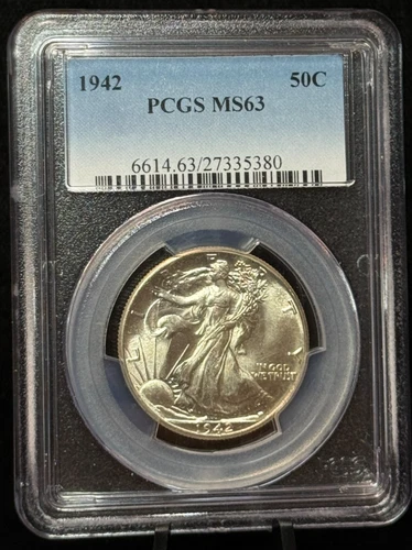 PCGS MS63 1942 Walking Liberty Half Dollar 50C Silver Coin-380