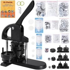 Button Maker Machine Pin Badge Maker 1"/1.25"/2.28" 3-in-1 with 300Button Parts
