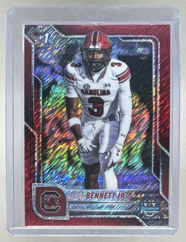 2025 Bowman Chrome University Football Red Shimmer Refractor Mazeo Bennett Jr. #66