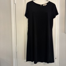 Michael Kors Classic Black Short Sleeve A-line Short Dress With Gold Zipper. S
