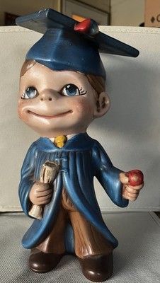 Atlantic Mold Vintage 1980 s GRADUATION BOY Ceramic Figurine 11'' Graduate Gift