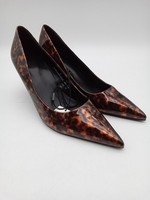 M&S Women's Shoes Tortoise Shell Faux Patent Leather Pointed Toe Court Heels New