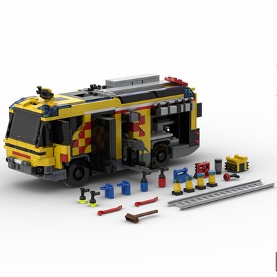 Ultra-modern Hybrid Fire-fighting Vehicle Fire Truck 916 Pieces MOC Build