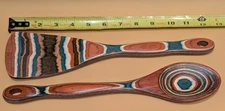 Set Of 2 ~ Colorful Handmade Pakka Wood Kitchen Utensils Spoon & Spatula/Turner