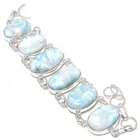 Republic Larimar Gemstone Handmade 925 Sterling Silver Bracelet7-8" d595