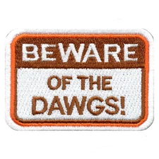 Cleveland Football Beware Of The Dawgs Sign Embroidered Iron On Patch