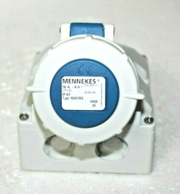Mennekes 9301RS IP67 Blue Wall Mount 2P+ Industrial Power Socket 