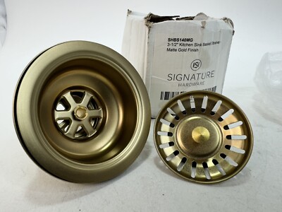 Signature Hardware SHBS140MG  Atlas 3-1/2'' Basket Strainer, Matte Gold