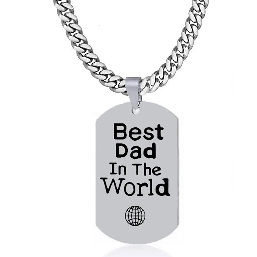 Pingente Dia dos Pais Melhor Pai do Mundo com 24" Colar Cubano de Elos Curvos D692 - Imagem 2 de 4