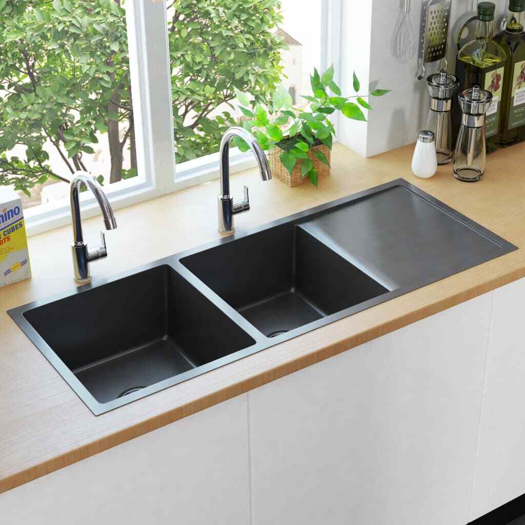 Vidaxl Handmade Kitchen Sink With Strainer Black Stainless Steel For Sale Online Ebay