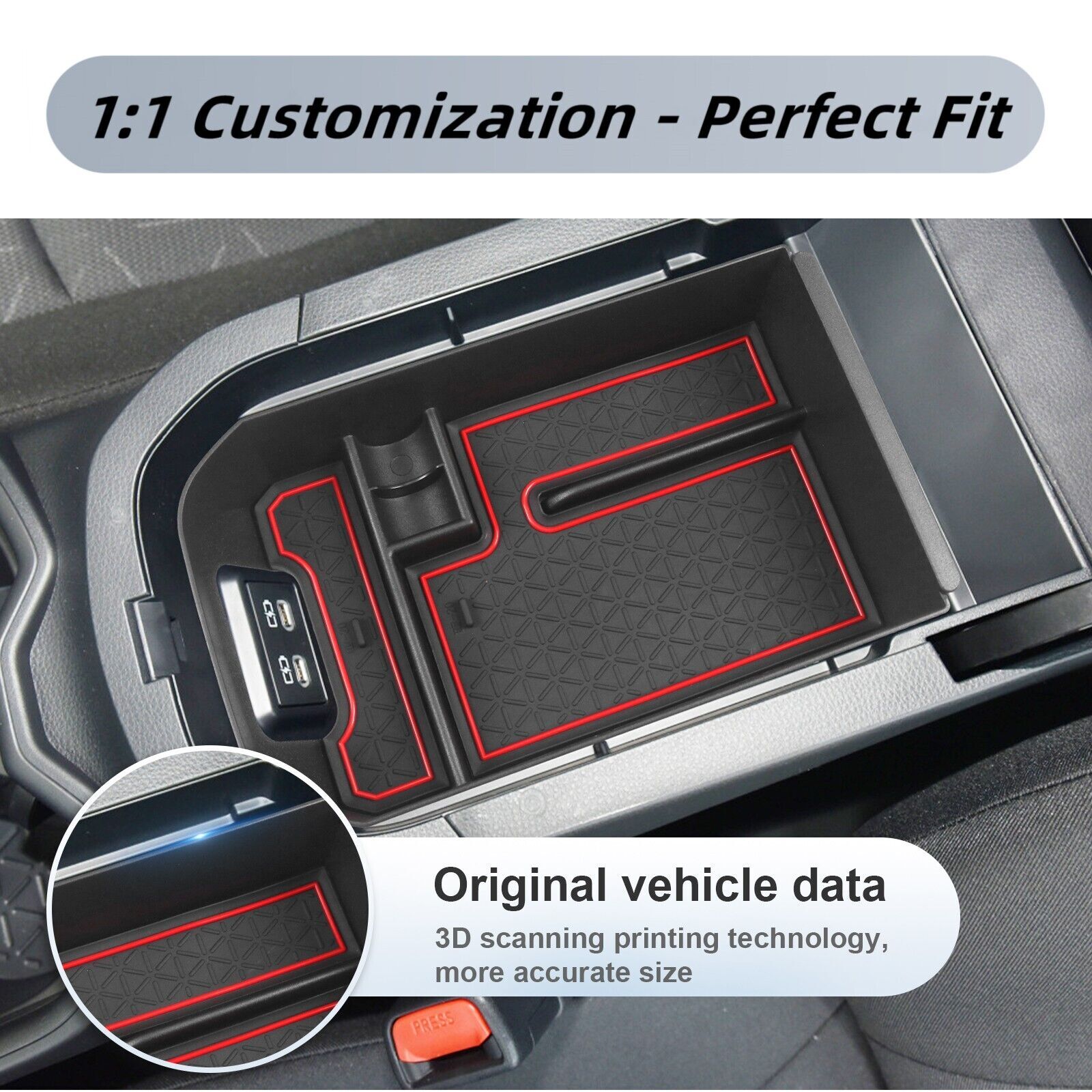 Center Console Organizer Armrest Tray Box For Toyota RAV4 2019-2024 Accessories