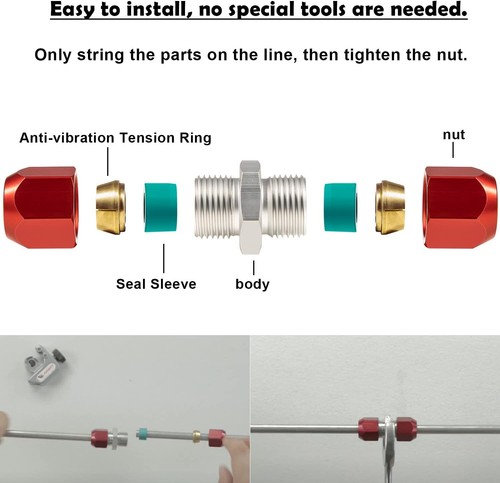 800-641 3/8''Aluminum Line Splice Connector Repair Kit Works for A/C Coolant Etc - Picture 4 of 15