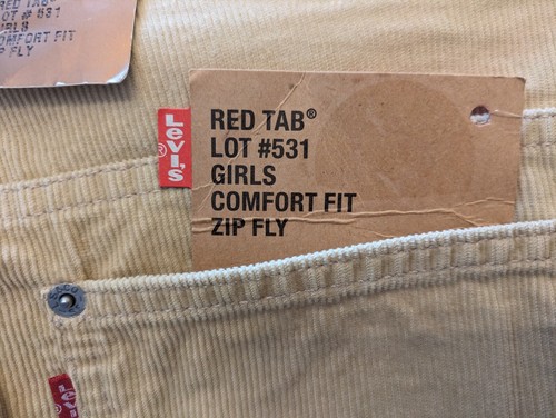 Corduroy Levis Regular fit straight leg 'Girls comfort fit' - 28/34 NEW WITH TAG - Picture 2 of 6