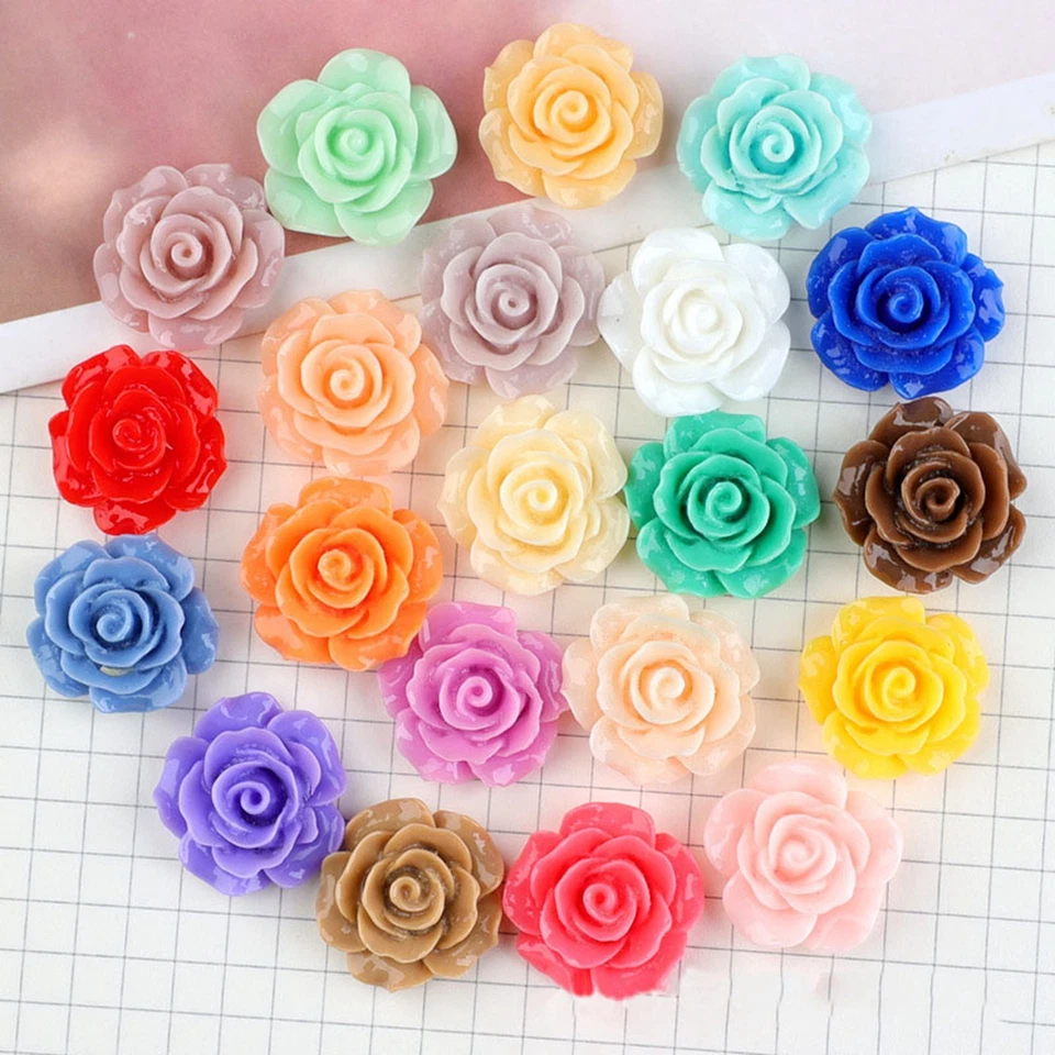 Artesanía Hágalo Usted Mismo Color Resina Rosa Flor Cabujón 20mm Adorno 50/100 un. Foto 4 de 4