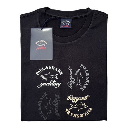 PAUL & SHARK Yachting Hombre Camiseta Manga Corta Negro Blanco Gris Logo ¡NUEVA ETIQUETA! - Imagen 5 de 11