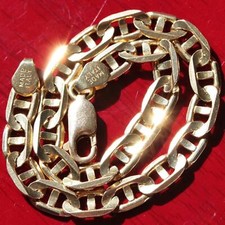 10k yellow gold bracelet Italian 8" diamond cut mariner link chain 10.32gr N2552