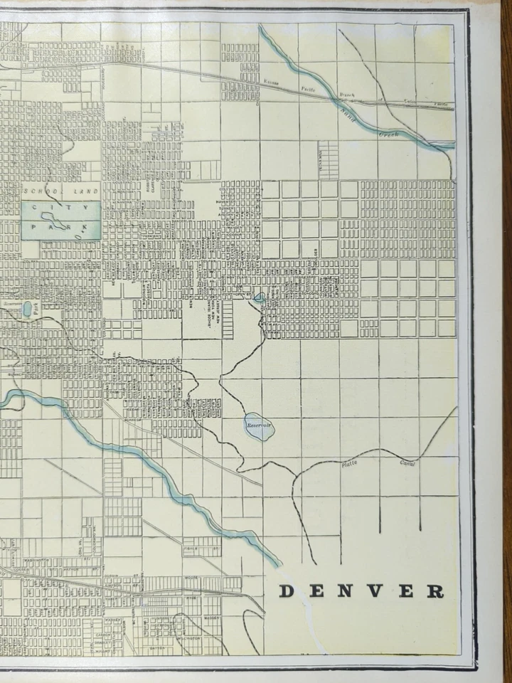 Mapa De Colección 1898 Denver Colorado 14"x11" Antiguo Antiguo Original Capitol Hill Foto 3 de 4