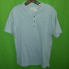 8482) NWOT EDDIE BAUER small men's henley short sleeve tee t-shirt blue new S
