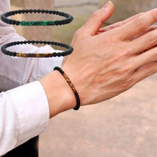 Minimalist 4mm Bead Bracelets Women Men Emperor Onyx Small Stone Bracelet Gift