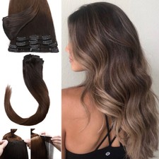 8pcs Clip In Hair Extensions 100 Natural Human Hair Straight/Long Full Head US