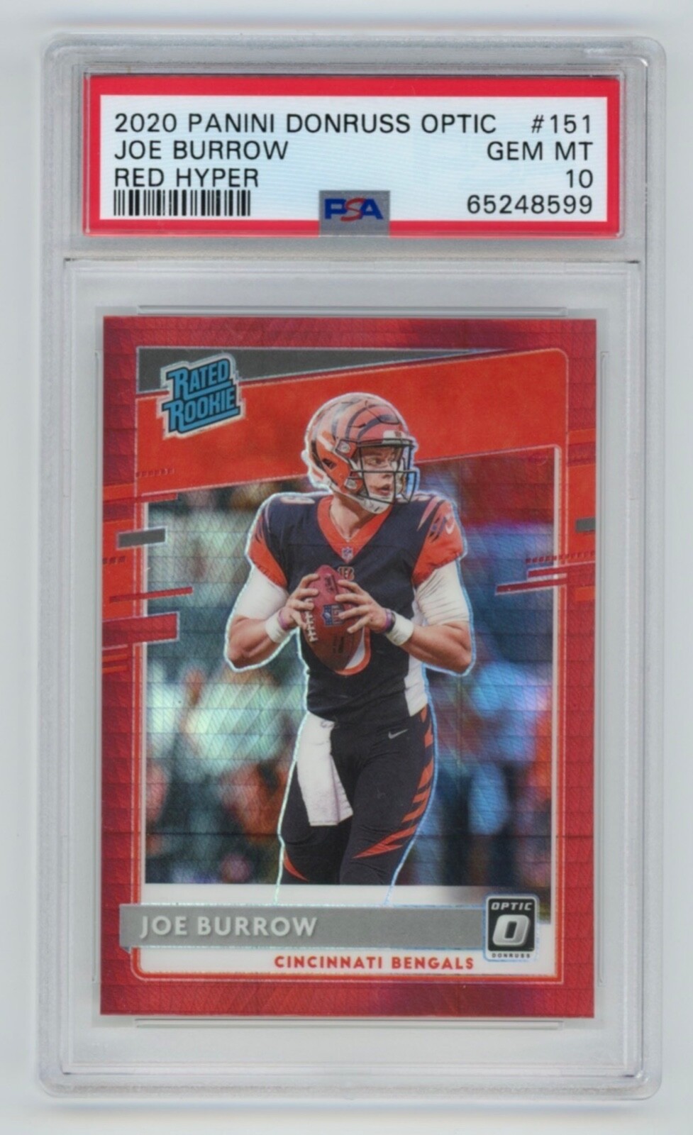 JOE BURROW 2020 Panini Optic RED HYPER Fanatics Rookie Card #151 + PSA 10 pop 23
