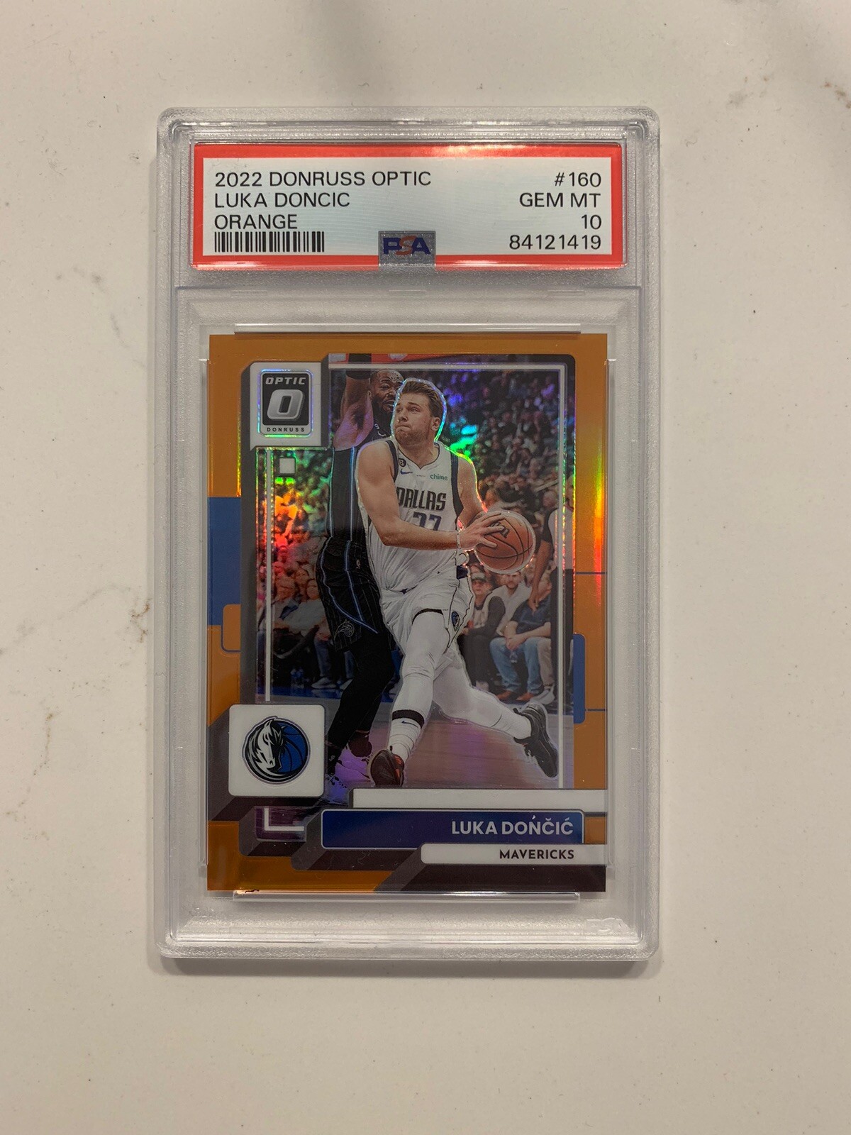 2022-23 Panini Donruss Optic Orange Prizm /199 Luka Doncic #160 PSA 10 POP 7