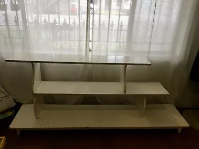 Unique Vintage 3 Tiered White Bookshelf Bookcases Shelves