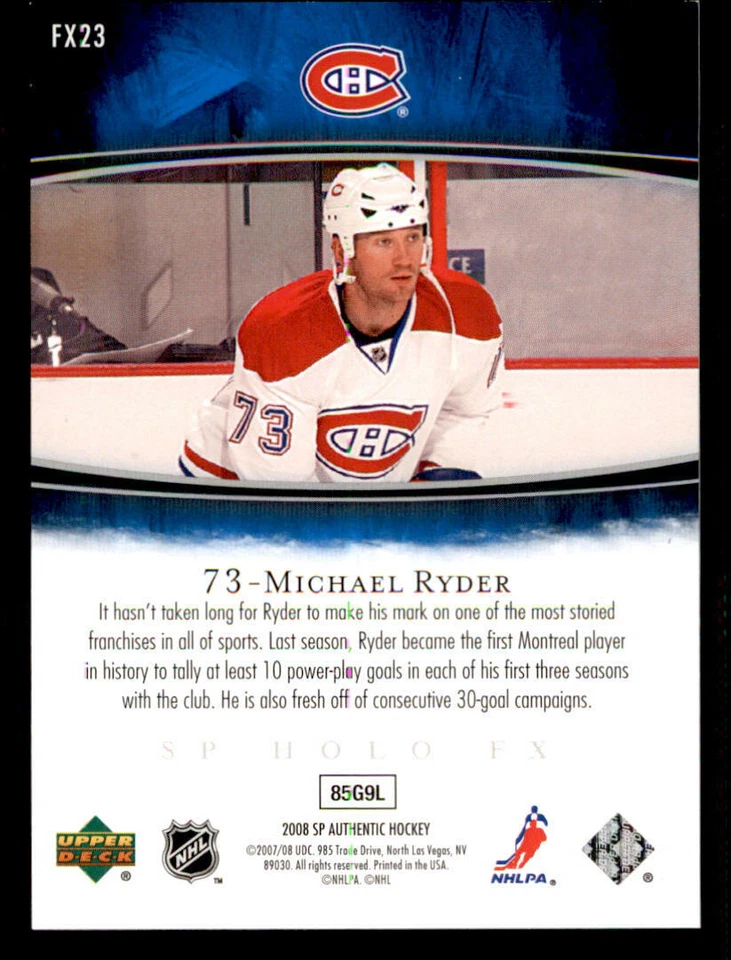2007-08 SP Authentic Holoview FX #FX23 Michael Ryder (ref 239627) - Image 2 of 2