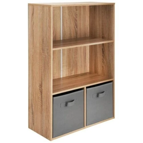 New Lokken Bookcase With 2 Grey Baskets Ideal For Storing Books