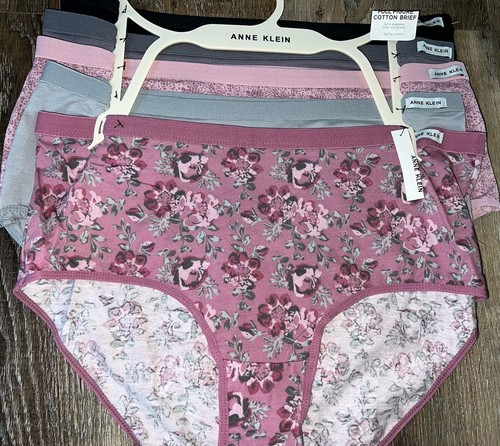 Anne Klein ~ 5-Pair Womens Brief Underwear Panties Cotton Blend Full Figure 3X