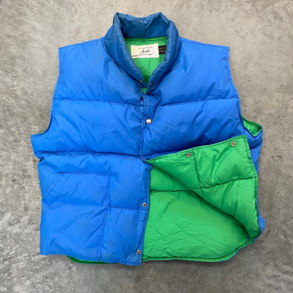 VTG 80s Pacific Trail Down Puffer Vest Made In USA Royal Blue | eBay