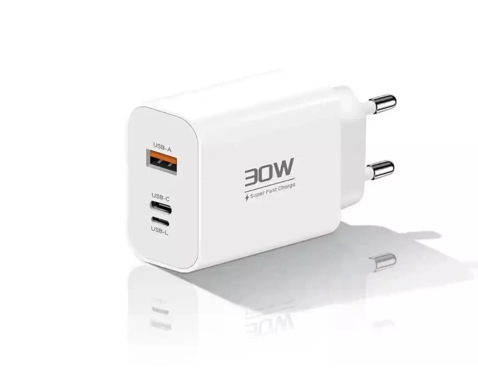 Caricatore Multiplo 30W + 3 cavi per iphone 15/14/13/12/11/X/8/7/6/5/SE/Ipad/Mac - Immagine 2 di 4