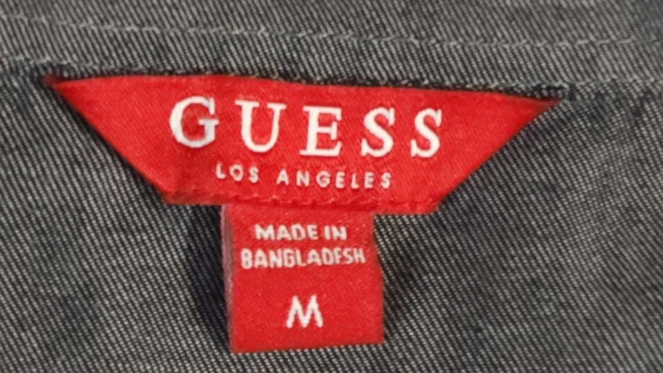 GUESS Shirt Boys Gray/Black Button Up Short Sleeve Two Tone Casual Sz. M - Image 4 of 4