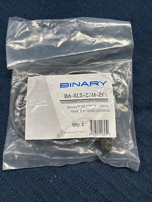 Binary B6-XLR-3FM -2FT Female To Male 2 ft. Gold Contacts  NEW IN SEALED PACK