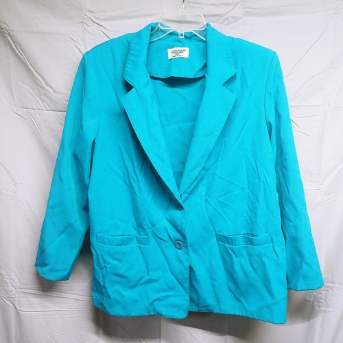 Alfred Dunner Petite Woman Size 18WP Teal Button Front Blazer