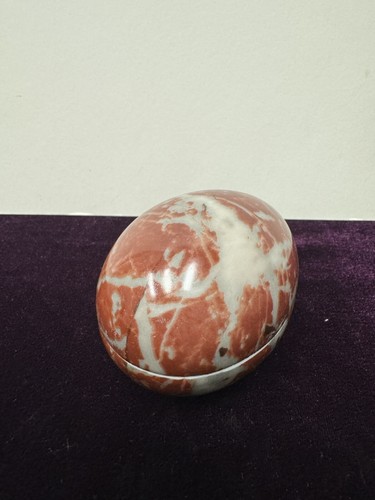 Limoges Red & Gray Marble Egg Jewelry/Trinket Box 3-3/8" - Picture 7 of 13