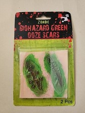 Zombie Biohazard Green Ooze Scars 2pcs Self Adhesive