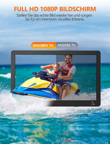 14.2 Zoll Tragbare Fernseher 1080P wiederaufladbare mini TV mit Antenne und D... - Afbeelding 3 van 8