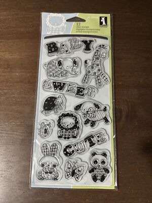 Inkadinkado For EKSuccess Brands Baby Animals 12 Clear Cling Stamps 