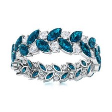 4x2MM Marquise London Blue Topaz 925 Sterling Silver Full Eternity Band Ring