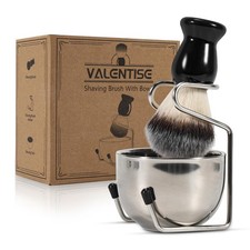 VALENTISE Shaving Brush, 3 In 1 Brush Set Includes Black and Sliver