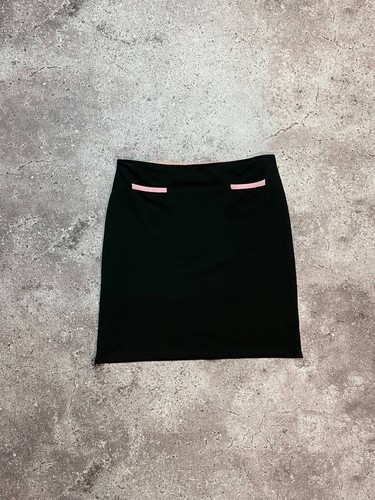Miu Miu, Miu Miu Vintage Archive Black Low Rise Mini Skirt Pink Waistband Contrast Trim