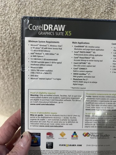 CorelDraw Graphics Suite X5 for Windows DVD ROM Ed. Edition New Sealed - Picture 4 of 5